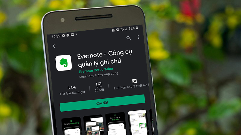 Xếp hạng của ứng dụng Evernote trên CH Play